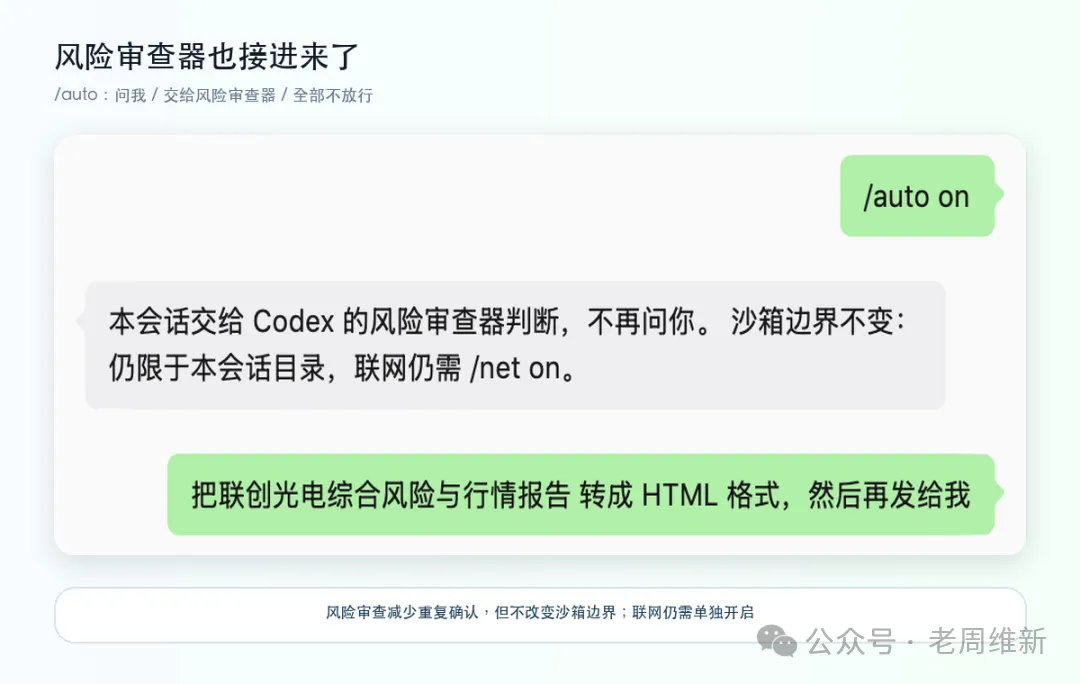 风险审查器接入 Codex 微信工作台